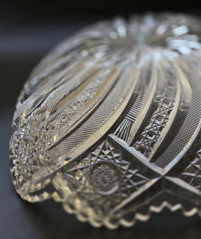 ABP cut glass bowl American Brilliant comet variation tg
