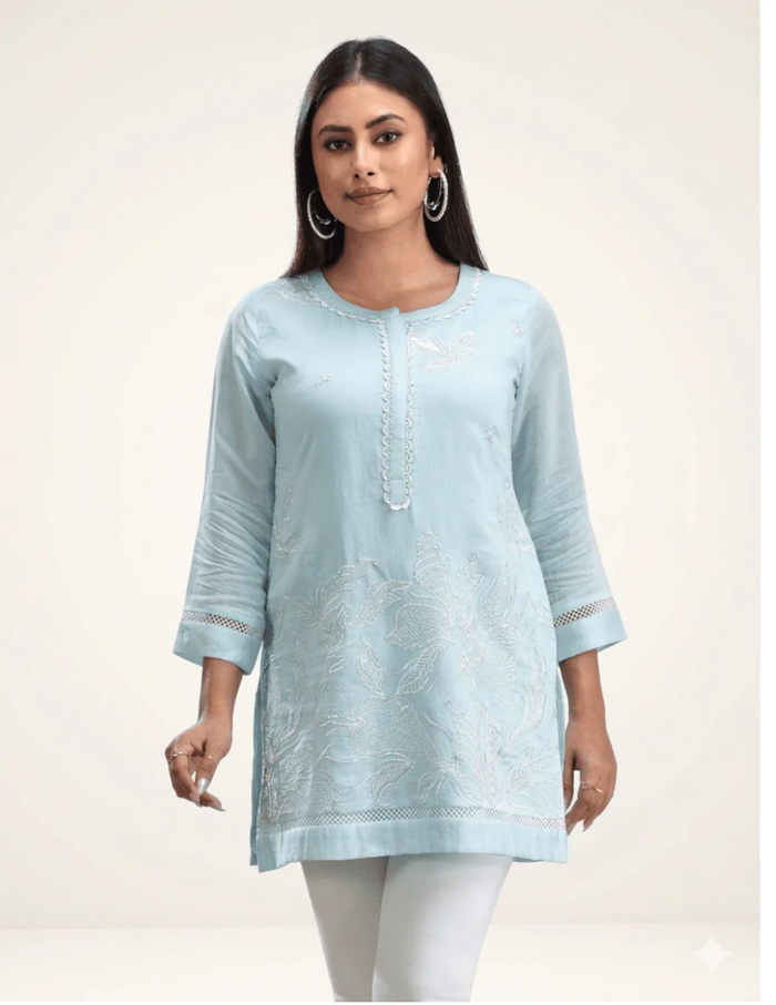 Aqua Grace Slub Kurta