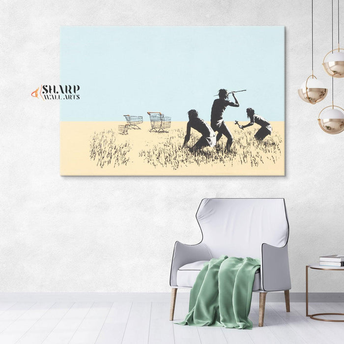 Banksy - Trolley Hunters Wall Art Canvas - SharpWallArts
