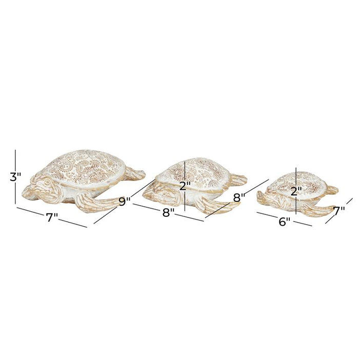 BEIGE POLYSTONE TURTLE SCULPTURE