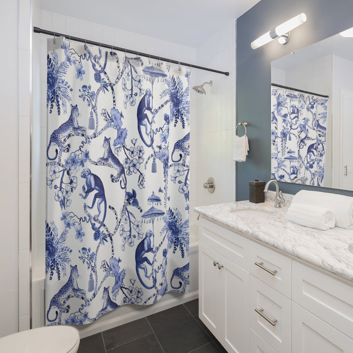 Chinoiserie Monkey Umbrella Shower Curtain