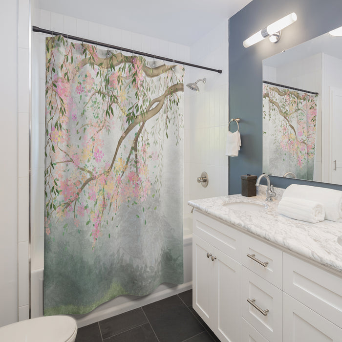 Chinoiserie Pink Cherry Blossom Shower Curtain