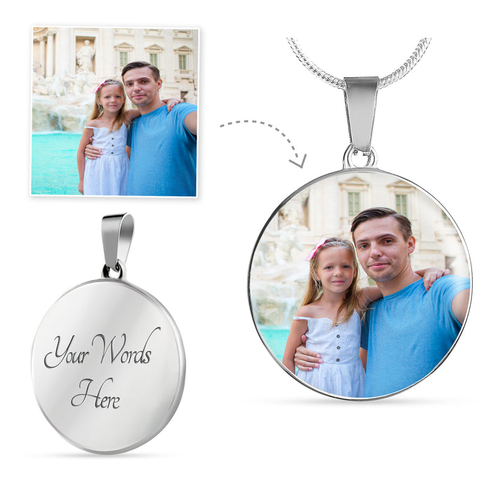 Custom Photo Silver Circle Necklace