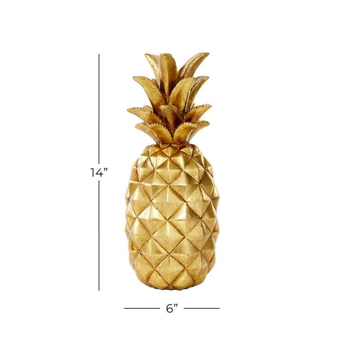 GOLD POLYSTONE FRUIT PINEAPPLE SCULPTURE