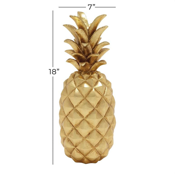 GOLD POLYSTONE FRUIT PINEAPPLE SCULPTURE