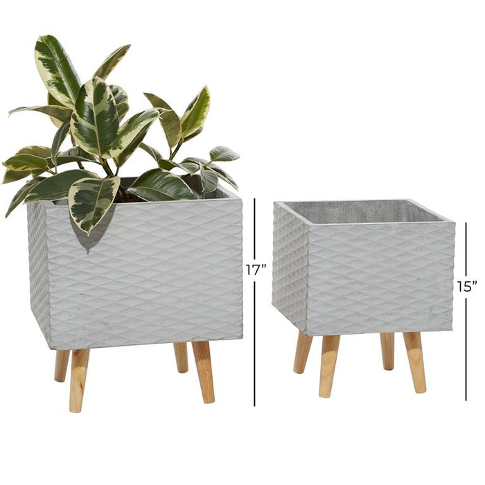 GRAY CERAMIC CONTEMPORARY PLANTER
