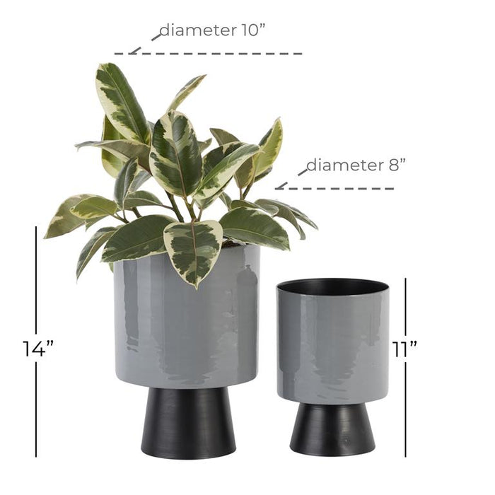 GRAY METAL MODERN PLANTER