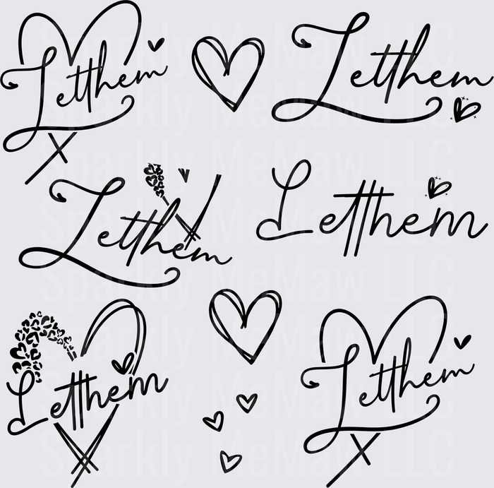 Let Them Script Variations 10x10 inch sheet