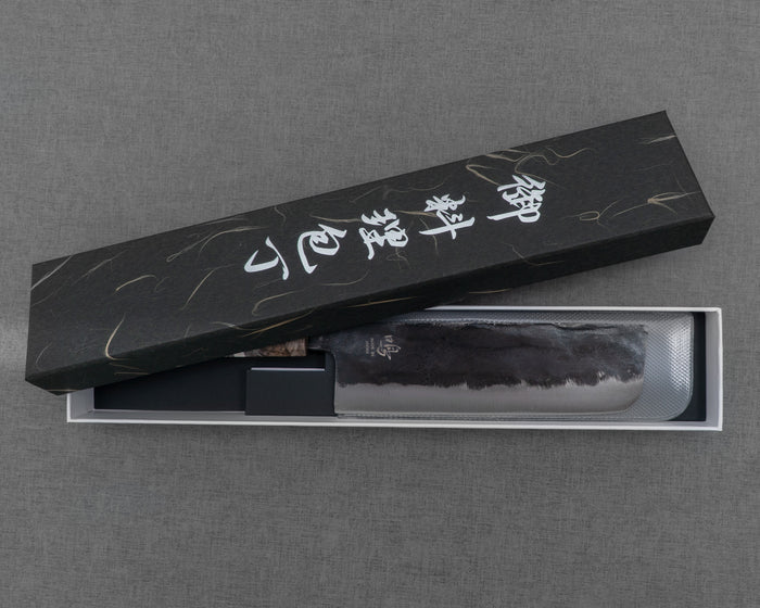 Naru “Hatsukou Series” Aogami #2 Kurouchi 165mm Nakiri with Shadow Burl Handle