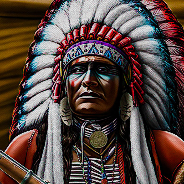 Native American Chief Wall Art Canvas