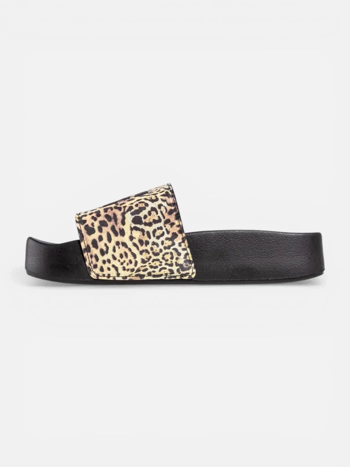 Ojota Dc Mujer Slide Platform Negro Animal Print