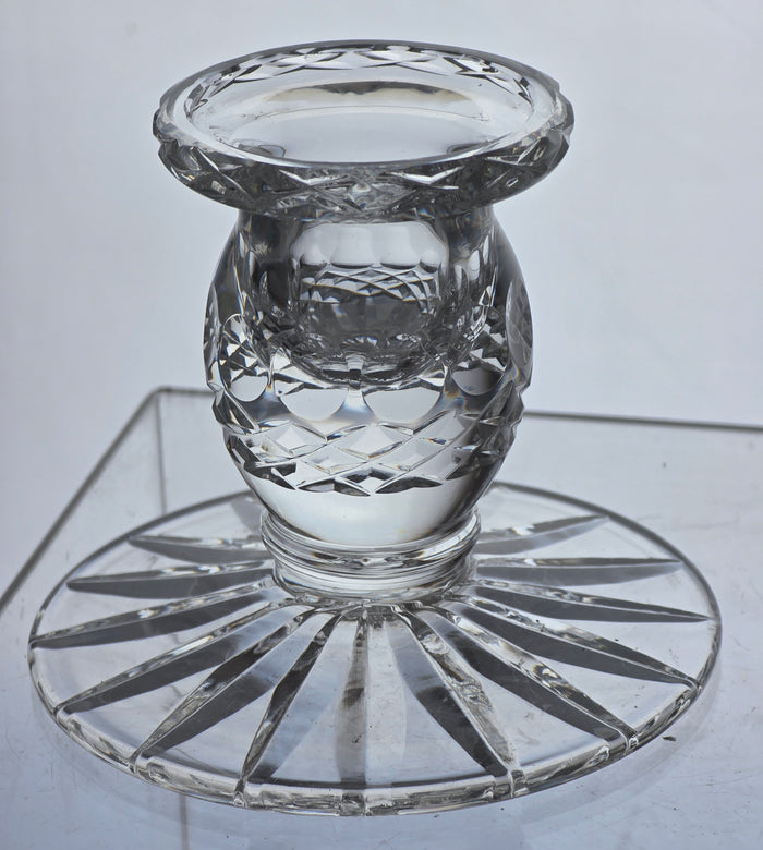 Pair candle cut glass sticks crystal