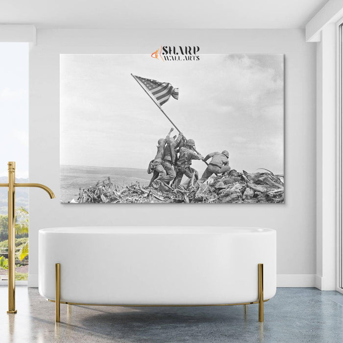Raising the Flag on Iwo Jima Canvas Wall Art - SharpWallArts
