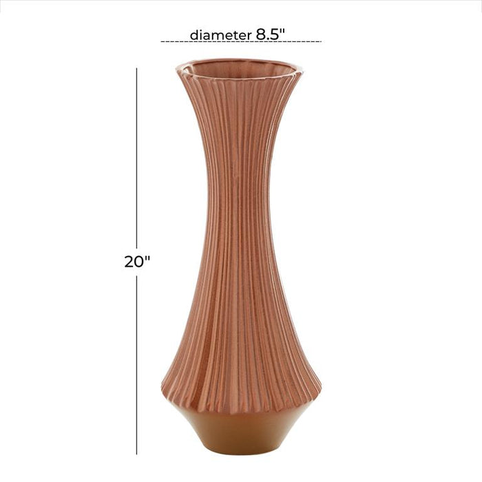 RUST CERAMIC RIBBED VASE