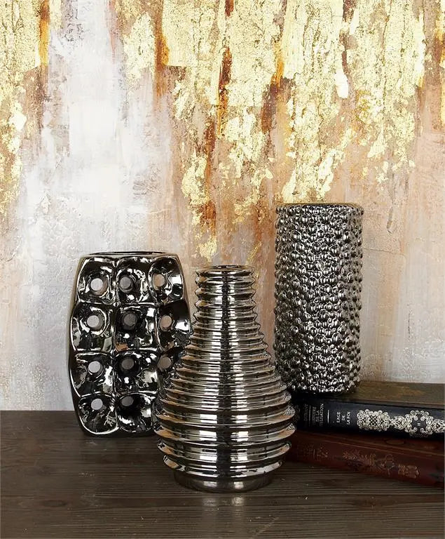 Silver Ceramic Modern Vase