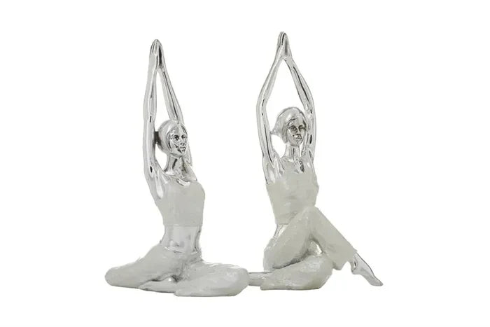 Silver Polystone Glam Yoga Sculpture
