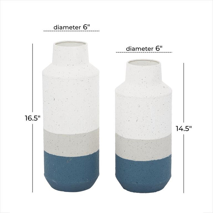 WHITE METAL COLOR BLOCK VASE