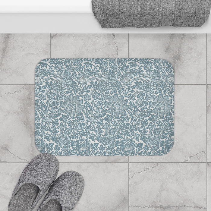 William Morris Bath Mat Bird & Anemone Slate Blue