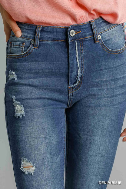 Hazel Blues® |  Umgee Distressed Skinny Jeans with Pockets