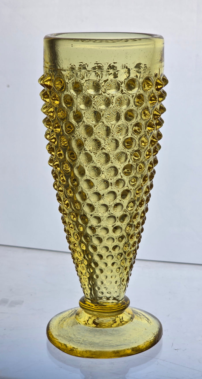 2 .L.E Smith Glass yellow HOBNAIL bud vase
