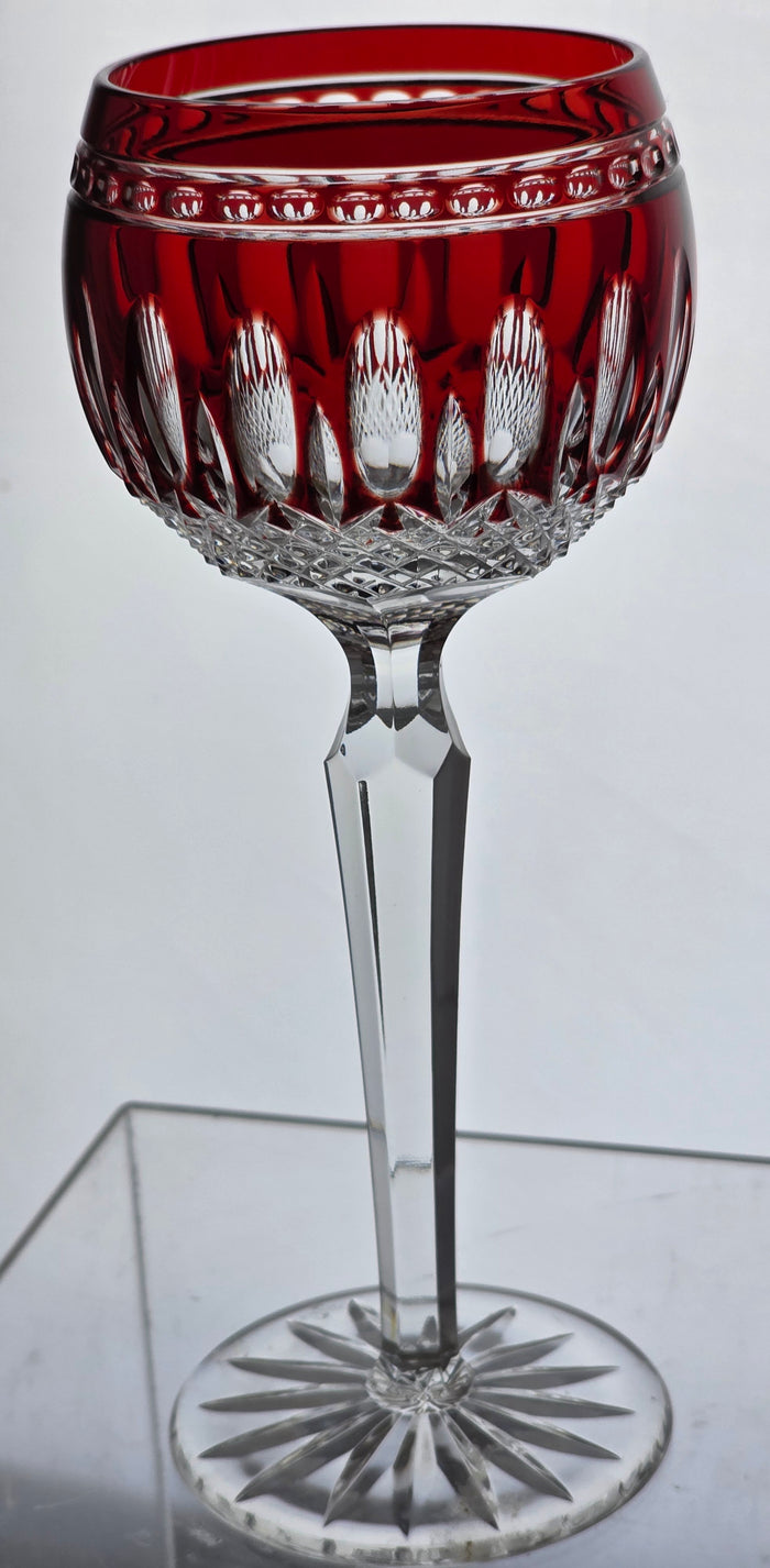 2 Signed Waterford cut to clear clarendon tall hock wine Hand cut