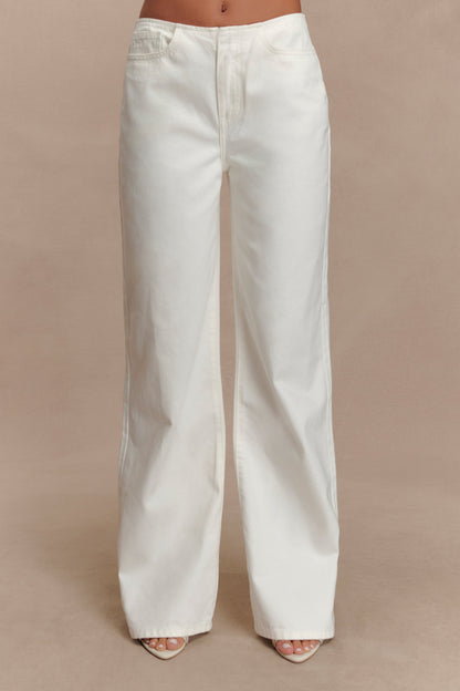 Caitlin Mid Rise Denim Jeans - White