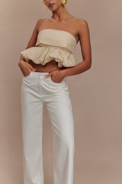 Caitlin Mid Rise Denim Jeans - White