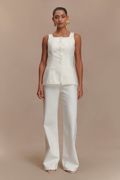 Caitlin Mid Rise Denim Jeans - White