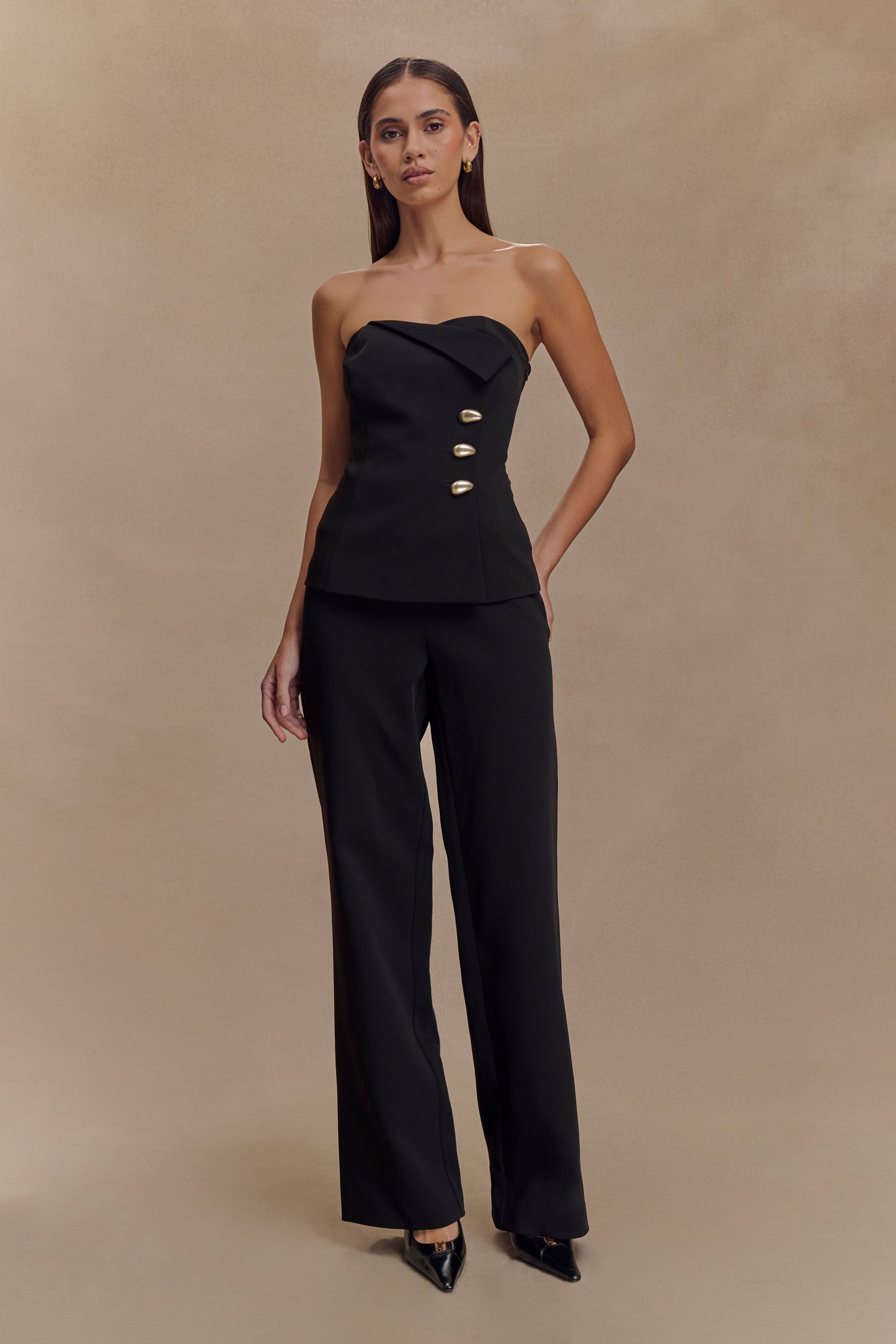 Lindie Strapless Suiting Top - Black