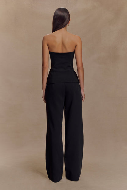 Lindie Strapless Suiting Top - Black