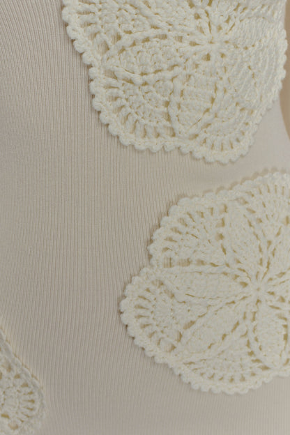 Amari Knit Crochet Knit Mini Dress - Ivory