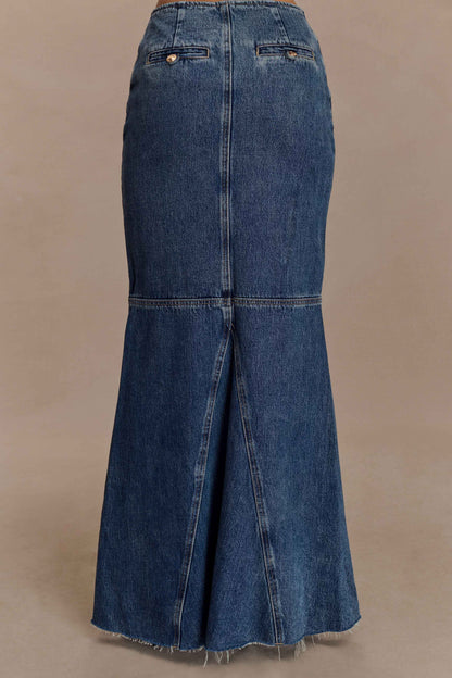 Loretta Denim Maxi Skirt - Washed Dark Blue