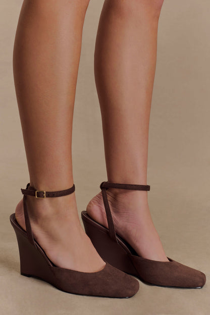 Kaleen Faux Suede Wedge Heel - Chocolate