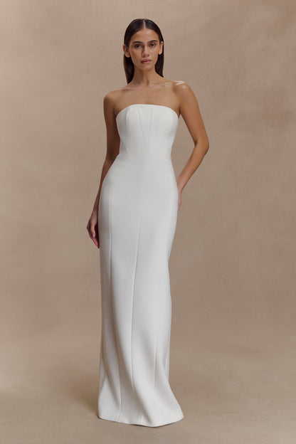 Kalila Strapless Crepe Maxi Dress - White
