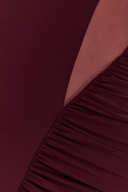Louanne Slinky Long Sleeve Maxi Dress - Burgundy