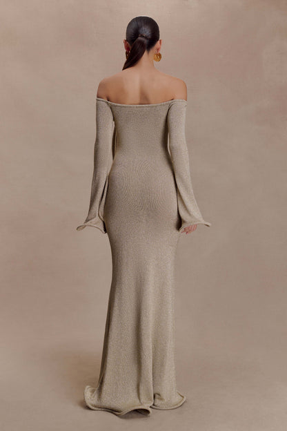 Sandrine Lurex Knit Maxi Dress - Gold