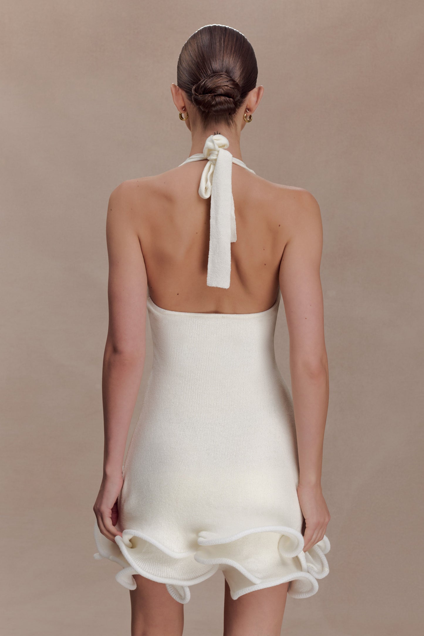 Willowmena Halter Neckline Mini Dress With Tubed Hem - White