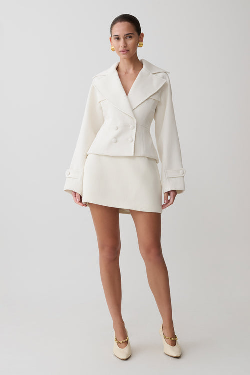 Elara Suiting Mini Skirt - Ivory