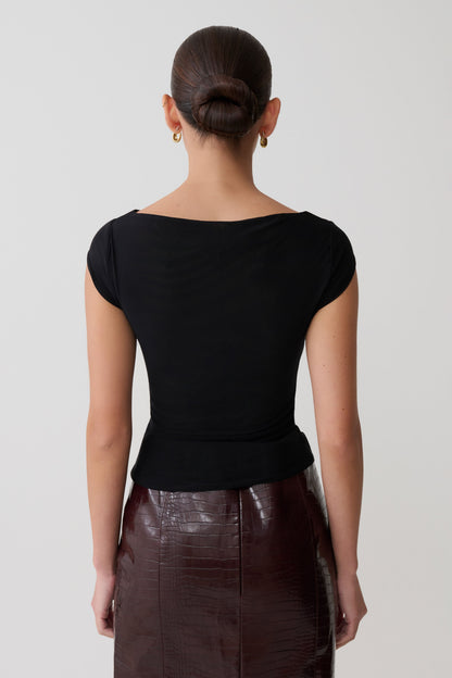 Romana Short Sleeve Mesh Top - Black