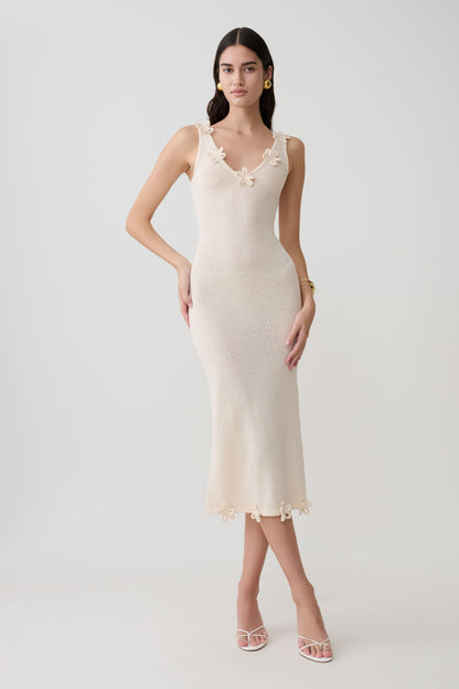 Rachael Knit Midi Dress - Nude