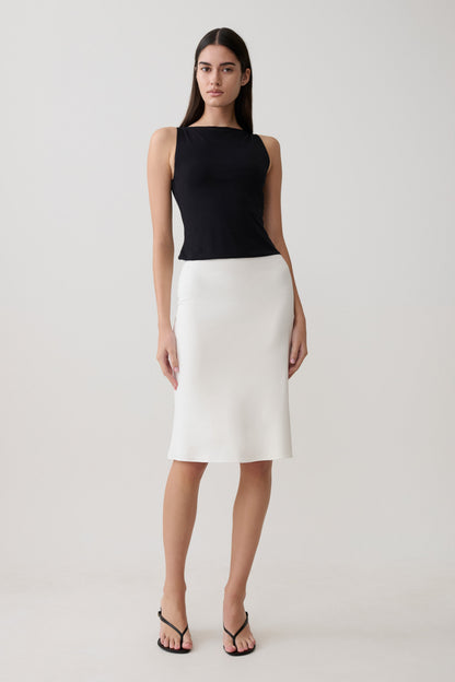Greer Knee Length Skirt - White