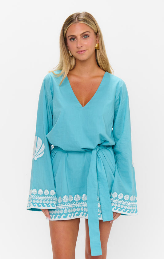 Malia Mini Dress ~ Blue Capri Shells