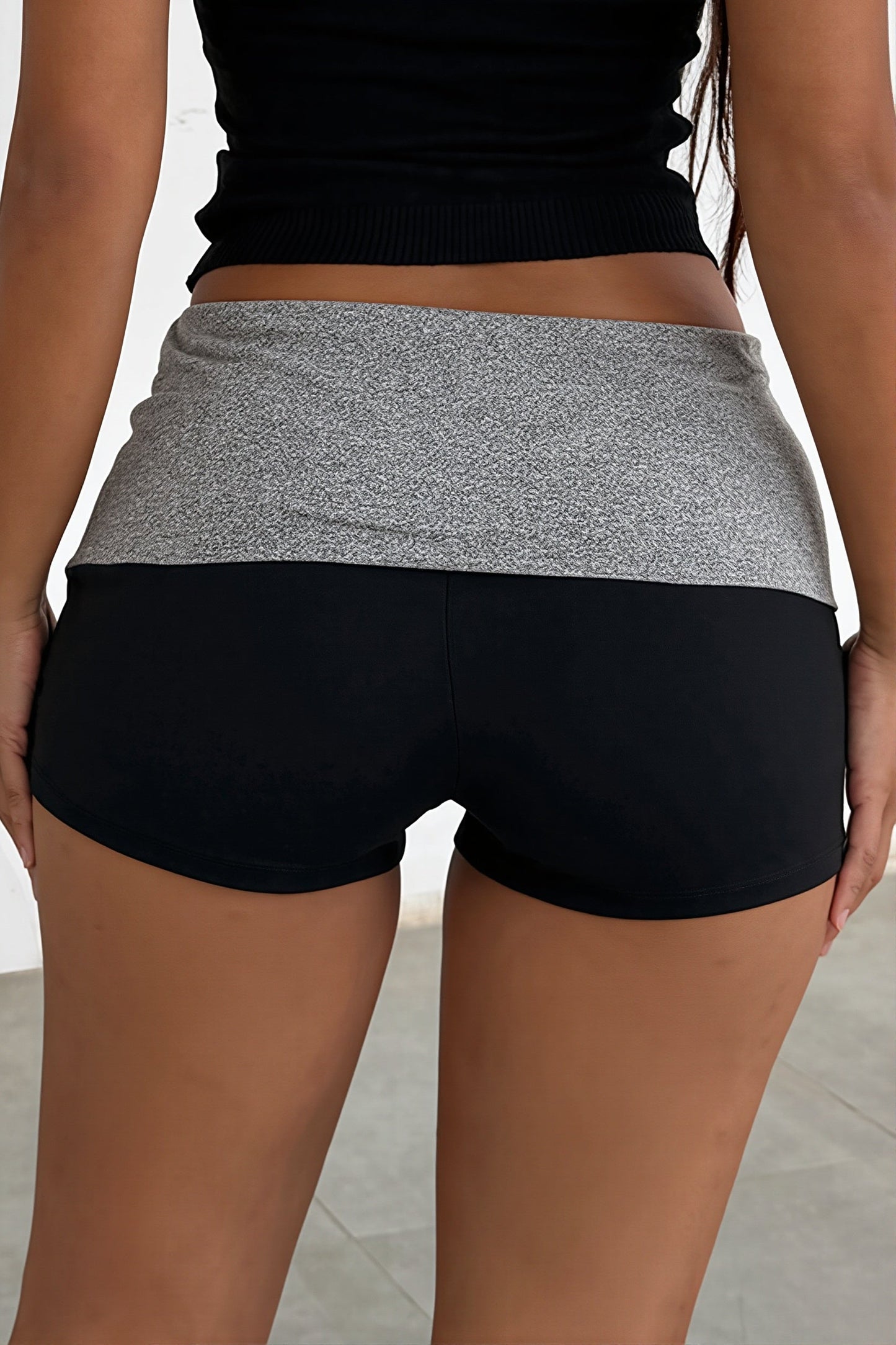 Casual Note Print Folded Waist Shorts