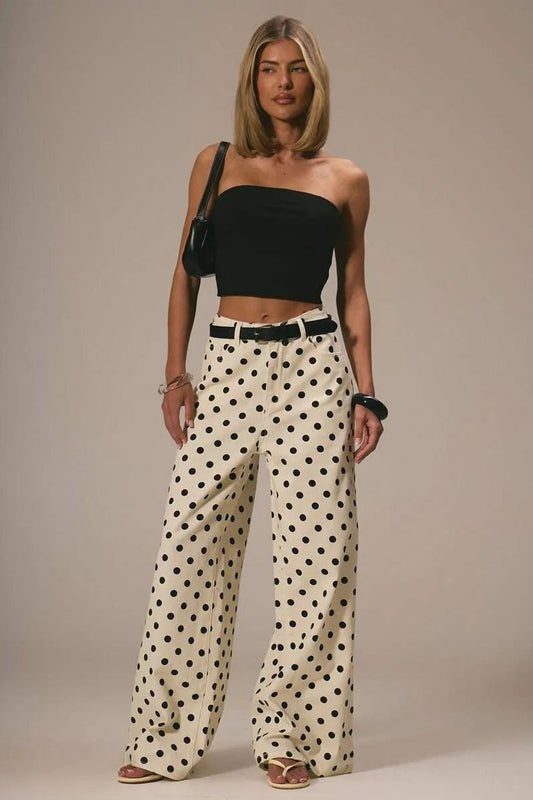Polka Dot Loose Mid Rise Jeans