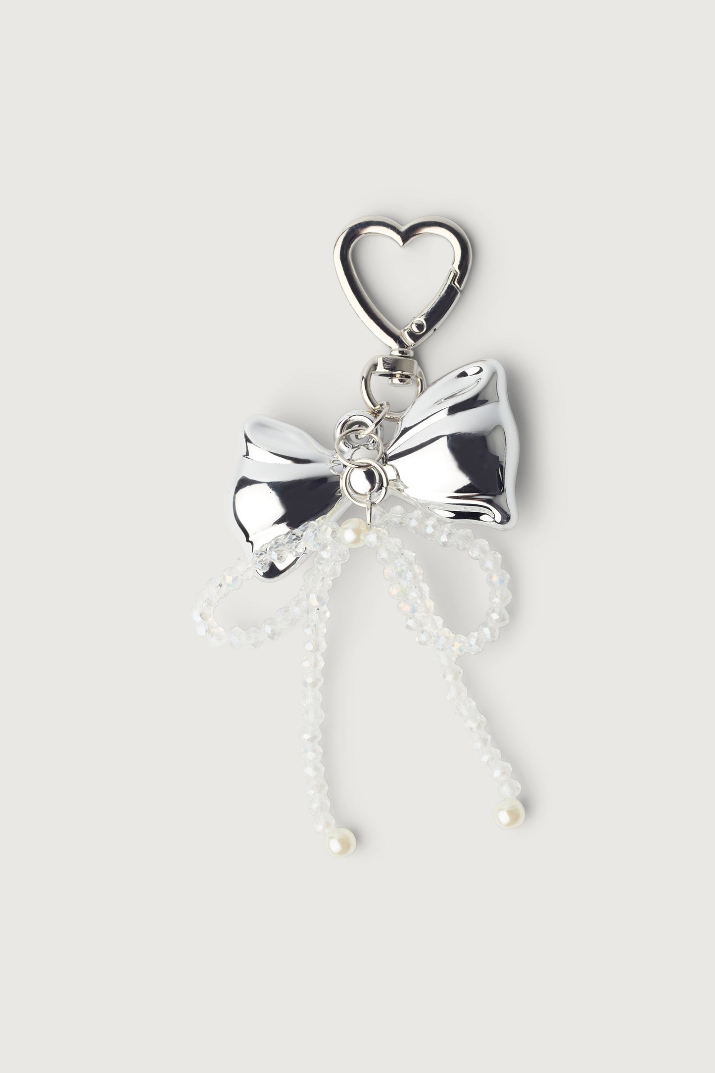 BEADED CHROME RIBBON BAG CHARM