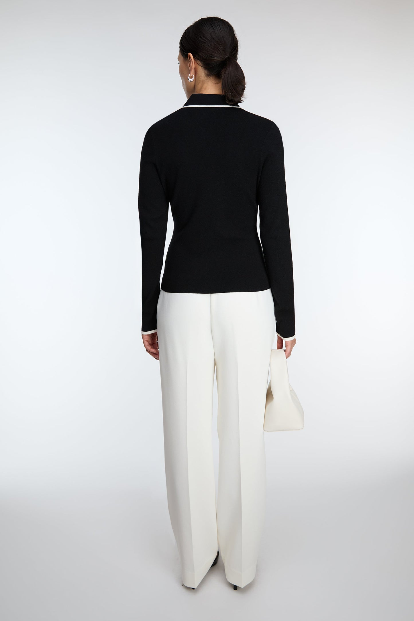 CONTRAST TRIM BUTTON FRONT COLLARED CARDIGAN