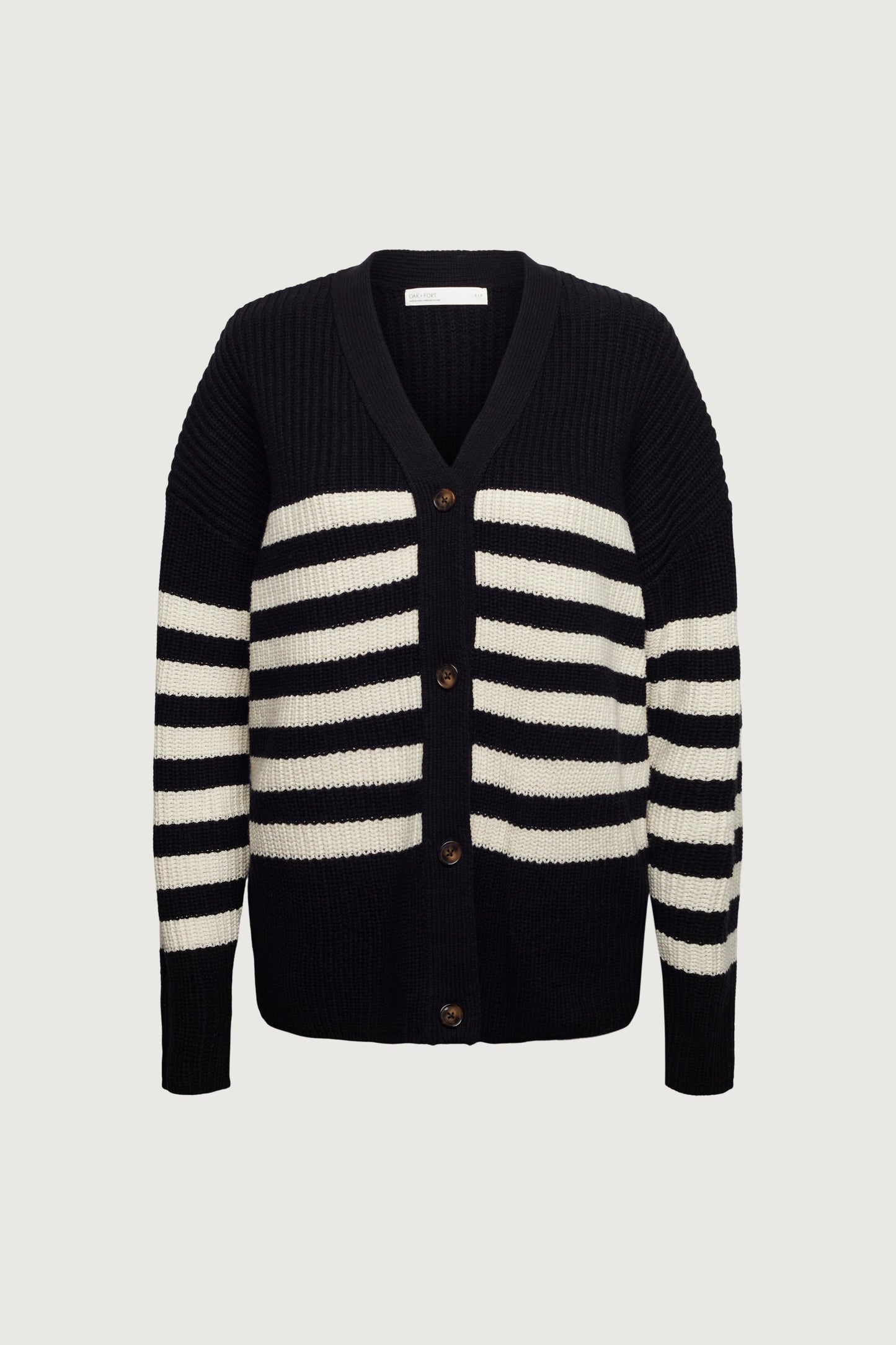 STRIPED BUTTON FRONT CARDIGAN