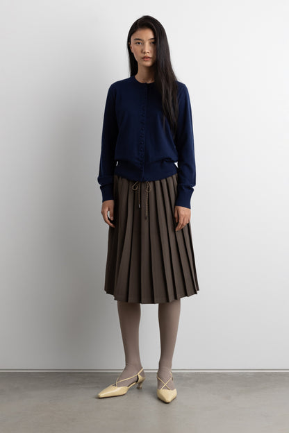 KNIT COVERED BUTTON FRONT CARDIGAN