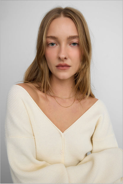 V-NECKLINE CARDIGAN WITH WAIST TIE