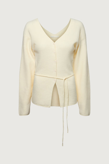 V-NECKLINE CARDIGAN WITH WAIST TIE